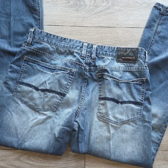 34x32 Buffalo David Bitton Men's Faded Blue Straight Jeans - Picture 4 of 6